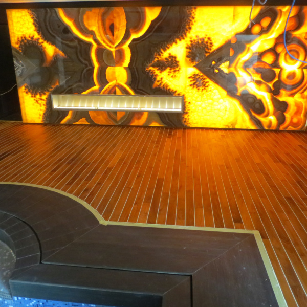 Oiled and Waxed Teak Swedish Floor Around the Pool