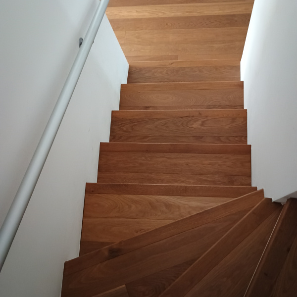 Staircase Cladding with Smoked Oak Swedish Floorboards