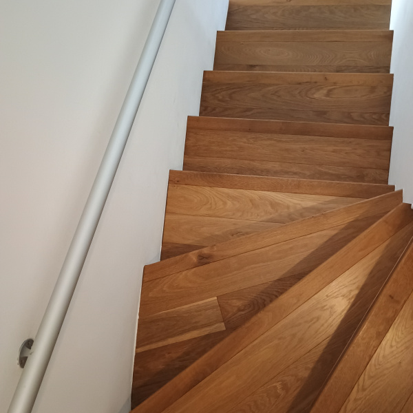 Staircase Cladding with Smoked Oak Swedish Floorboards